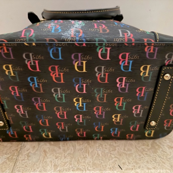 Dooney & Bourke Multicolor Monogram Tote Bag Large Shoulder Purse Black Canvas - Picture 2 of 4